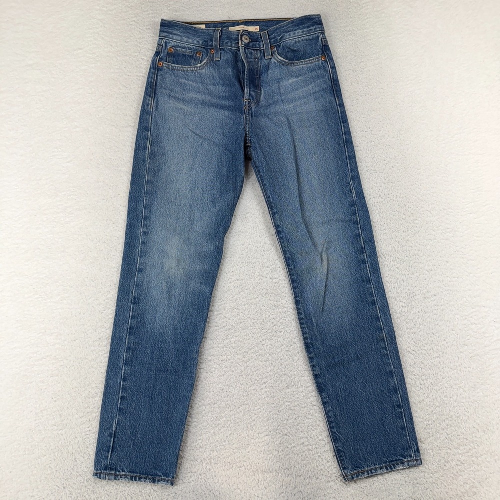 Levi's Women Premium Denim Wedgie Straight 25 W26x26.5 Jeans Button Fly Blue
